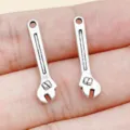 Vintage antique silver wrench alloy charms for DIY jewelry making bracelets and keychains - Wrench (11184) / 1 Piece (6x24mm) / Antique Silver