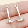Alloy hammer charm antique silver tone DIY jewelry pendant for bracelet keychain making - Hammer (11212)