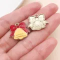 Pendentifs cloche en émail alliage de Noël accessoires de bijoux DIY pour artisanat - Cloche avec Nœud (29834) / 1 Pièce (18x20x2mm) / Jaune