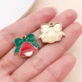 Noël alliage émail cloche pendentifs bricolage bijoux fabrication accessoires mignons. - Cloche avec Nœud (29835) / 1 Pièce (18x20x2mm) / Rouge