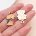 Halloween alloy enamel pumpkin pendant charm for DIY jewelry making necklace bracelet accessories - Cloaked Pumpkin Man (29878)
