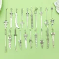 Antique silver alloy sword pendants DIY jewelry charms necklace bracelet making accessories - 20 Pieces/Pack (20 Styles)