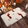 Halloween Bloody Footprint Door Mat Faux Cashmere Flannel Antislip Floor Mat Rug - Flannel Bloody Footprints