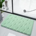 Green embossed memory foam bath mat non-slip absorbent floor rug for bathroom doorway - Green