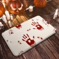 Halloween horror bloody handprint doormat, flannel soft anti-slip entrance floor mat. - Flannel Bloody Handprints