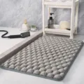 Tapis de Bain à Bulles Gris Absorbant Antidérapant pour Salle de Bain Douche Porte Tapis - 50*80cm / Gris Mousse à Mémoire