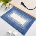 Blue Gradient Fluffy Bath Mat Non-Slip Absorbent Plush Floor Mat for Bathroom Use - 40*60cm / Right-Angle Blue
