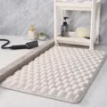 Tapis de bain pelucheux a bulles blanc, tapis de sol antiderapant absorbant douche variant. - 50*80cm / Blanc Mousse à Mémoire