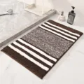 Dicke Mikrofaser Streifen Badematte fur Dusche, rutschfeste Tuerfussmatte und Kuechenteppich. - Braun