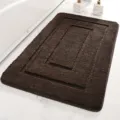 Dark brown microfiber bath mat, soft absorbent non-slip shower rug for bathroom floor. - Brown
