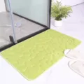 Tappeto da bagno assorbente con motivo a ciottoli verde, antiscivolo per ingresso bagno. - Verde