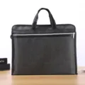 Dark gray oxford cloth document bag, large capacity laptop briefcase with zipper and handles. - Style 01 Gray