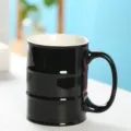 Creatieve keramische koffiekop, zwarte olievat vorm thee kop, uniek kantoor drinkgerei. - 401-500ml / Glanzend Zwart