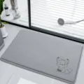 Grey memory foam bathroom floor mat with cute cartoon fox print, soft absorbent anti-slip rug. - 40*60cm / Cute Fox Gray