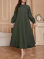 Abito Lungo Verde Scuro Taglie Forti Casual Elegante Maxi Abito Confortevole Quotidiano - 056 / 0XL