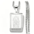 Roestvrijstalen vierkante hanger ketting met traditioneel Thais vijf-lijnig amulet detail. - 5-Lijns Schrift Halsketting / Zilver