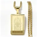 Gouden Roestvrij Staal Thais Amulet Vijf Lijnen Mantra Hanger Ketting Unisex Sieraad - 5-Lijns Schrift Halsketting / Goud