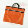 Orange oxford cloth document bag with zipper, stylish honeycomb pattern handbag for office. - 258 Double Zipper / 31x37cm / Dark Blue