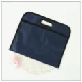 Dark blue Oxford cloth document bag with zipper and handle for office file storage use. - B4 Single Layer / 32x38cm / Dark Blue