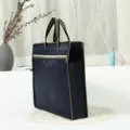 Oxford fabric document bag with zipper, dark blue business file handbag and office organizer. - 268 Double Zipper with Side / 38x31x9cm / Dark Blue