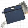 Oxford cloth document bag with zipper and handle, waterproof file folder storage organizer. - B4 Double Layer / 38x32x5.5cm / Dark Blue