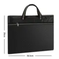 Waterproof Oxford Business Briefcase Black Document Bag with Double Layer and Zipper 36cm - Soccer Pattern Black