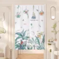 Fresh botanical door curtain partition hanging cloth for bedroom kitchen home decor. - 一叶兰棉麻 送伸缩杆 / Customized Please Contact Customer Service