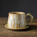 Ensemble de tasse à café et soucoupe en céramique vintage, tasse de thé en poterie. - Tasse à Café et Soucoupe - Blanc Uni 310ML