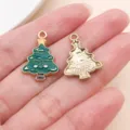 Charm Pendentif Arbre de Noël en Alliage Émaillé pour Fabrication de Bijoux DIY Variante. - Sapin de Noël avec Étoile (29845) / 1 Pièce (22x15x2mm) / Vert