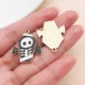 Halloween coffin skeleton enamel charms alloy pendants for DIY jewelry making accessories - Bat Skull Coffin (29882)
