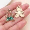 Pendentifs en Émail Alliage Bonhomme de Pain d'Épices de Noël Accessoires de Bijoux DIY - Petit Papa Noël (29848) / 1 Pièce (27x19x3mm) / Café