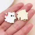 Halloween ghost enamel alloy pendant cute white spirit charm for DIY bracelet necklace making - Ghost (29885)
