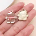 Noël bonhomme en pain d'épice alliage émail pendentif bricolage bijoux accessoires mignon - Petit Papa Noël (29858) / 1 Pièce (22x18x2mm) / Café