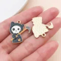 Halloween Grim Reaper Black Cat Enamel Charm Alloy Drip Oil Pendant DIY Jewelry Parts - Scythe Death Skull Cat (29888)
