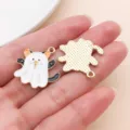 Halloween ghost cat enamel alloy charm pendant DIY handmade necklace bracelet jewelry accessory - Cat Ghost (29889)