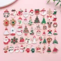 Noël alliage émail charms ensemble Père Noël renne bonhomme de neige pendentif bijoux - 50 Pièces/Paquet / Ensemble Mixte de Noël (HK472)