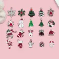 Pendentifs charms en émail alliage Noël pour fabrication bijoux bracelet DIY collier. - 20 Pièces/Paquet / Série de Noël avec Fond Argenté (SN975)