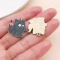 Cute Halloween alloy enamel black ghost cat charm DIY pendant for custom jewelry making - Black Ghost (29898)