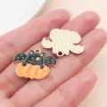 Halloween alloy enamel bat cat pumpkin charm DIY jewelry making pendant accessories - Pumpkin Bat (29899)