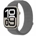 Dettaglio cinturino per orologio in tessuto grigio, comodo accessorio di ricambio per smartwatch. - Grigio
