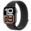 Primo piano dettagliato del cinturino per orologio in nylon tessuto nero con trama fine. - Nero