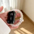 Cinturino per orologio in corda trasparente glitterata con ciondolo floreale Apple Watch - Misura Personalizzata: 18mm / Giallo fantasma