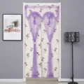 Cortina de puerta doble de encaje morado con estampado de palmeras tropicales para casa. - 布艺椰子树紫门帘 / 90*120