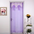 Cortina de puerta de encaje morado separador de ambientes visillo floral para dormitorio - 小城故事单层纱紫门帘 / 90*200