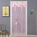 Cortina de puerta mosquitera de encaje rosa divisor de dormitorio malla transpirable - 90*200 / Cortina de Puerta Rosa de una Capa Corona