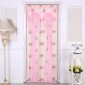 Cortina de puerta de encaje rosa separador de ambientes romántico floral transparente para el hogar - 90*120 / Cortina de Puerta Rosa Corona