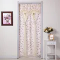 Cortina de puerta de encaje floral separador de ambientes doble apertura mosquitera - 小城故事咖门帘 / 90*120