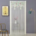 Elegante cortina de puerta de encaje con patrón floral y borlas para divisor de habitación. - 菱形块单层纱绿门帘 / 90*200