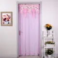Cortina de puerta de encaje rosa mosquitera para hogar dormitorio división diseño floral - 小城故事单层纱粉门帘 / 90*200
