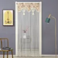 Elegante cortina de puerta de encaje con volantes florales, separador de malla. - 菱形块单层纱咖门帘 / 90*200